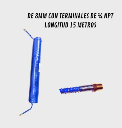 MANGUERA POLIURETANO DE 15 METROS CON TERMINAL ¼ NPT